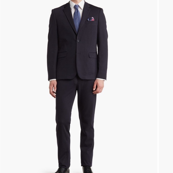 Soul of London Solid Jersey Black Suit 42R